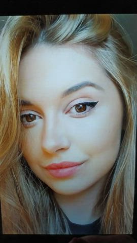 blonde british celebrity cum cumshot facial gamer girl tiktok tribute gif