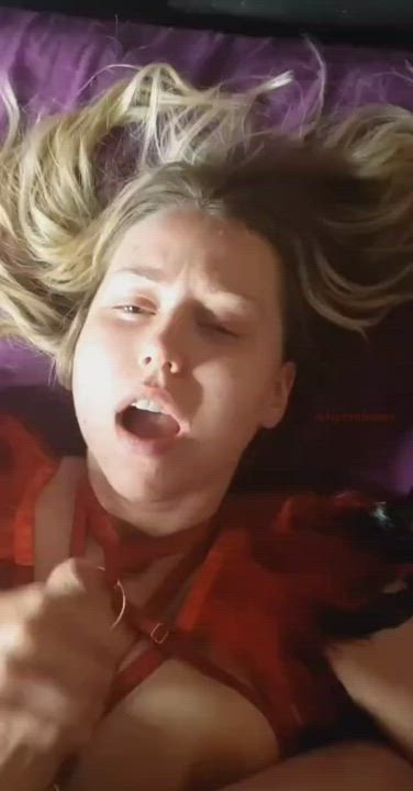 Blonde Cumshot Facial gif