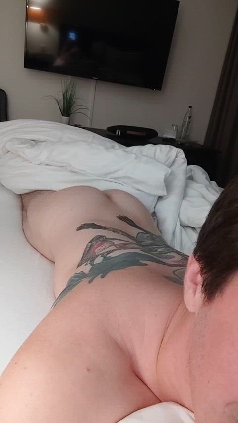 ass hotel solo tattooed bisexual-male gif