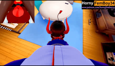 Cute Succubus get ahegao from Femboy cock