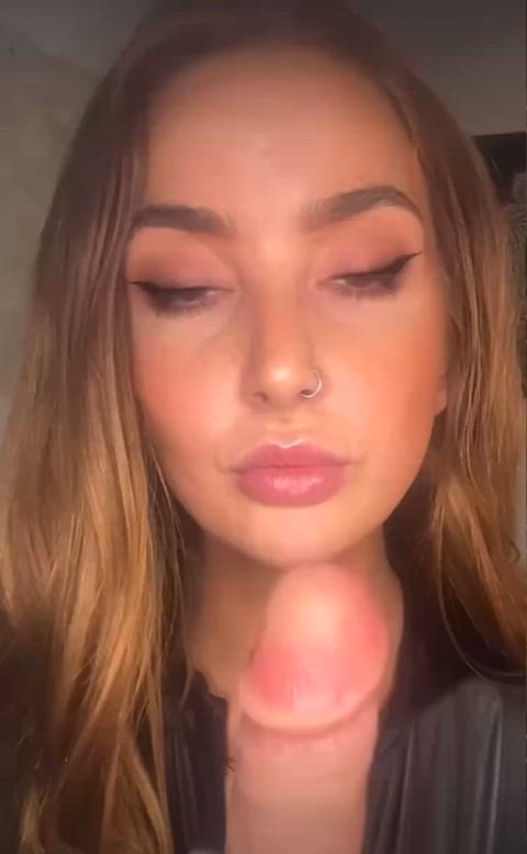 brown eyes eye contact handjob redhead spit onlyfans-creators gif