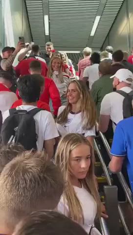blonde flashing football public sport gif