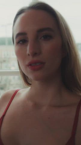blonde german lingerie model seduction gif