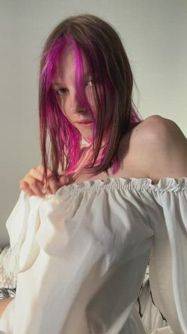 big tits cute emo flashing natural tits nipple piercing perky pink teen gif
