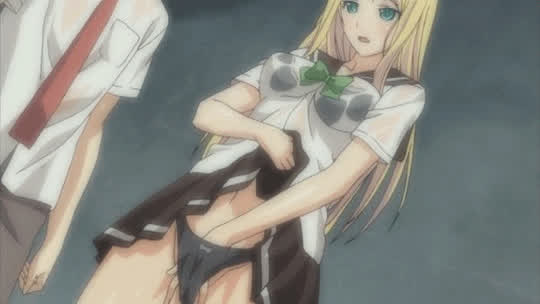 Animation Anime Big Tits Blonde Hentai Masturbating Panties Schoolgirl gif
