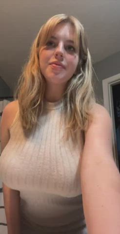big tits blonde dress gif