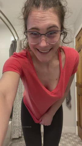 Braless Clothed Cute Pierced gif