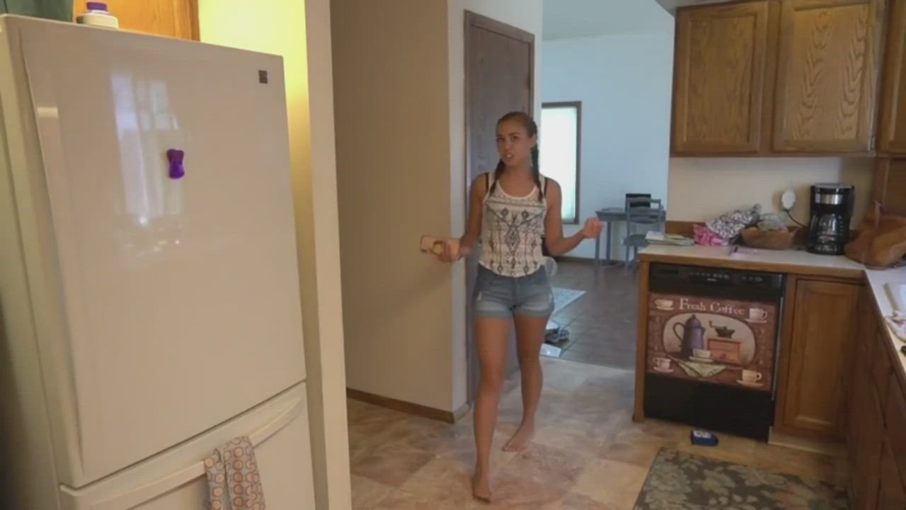 Hot small tits daughter Found her daddy's tinder profile and asks him about it- Brandi