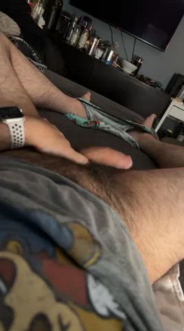 Uncut cock precum