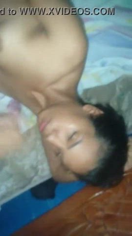 Amateur facial on the bed