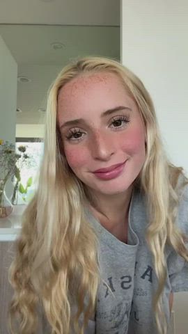 blonde cute student tease teen tiktok tits gif