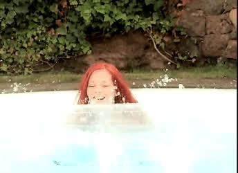Brunette Nude Nudity Outdoor Pool Wet gif