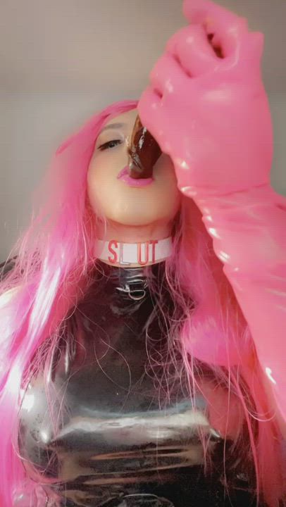 BBC Blowjob Cock Worship Dildo Sloppy Solo gif