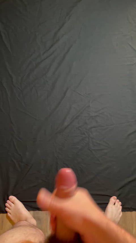 cumshot solo uncut gif