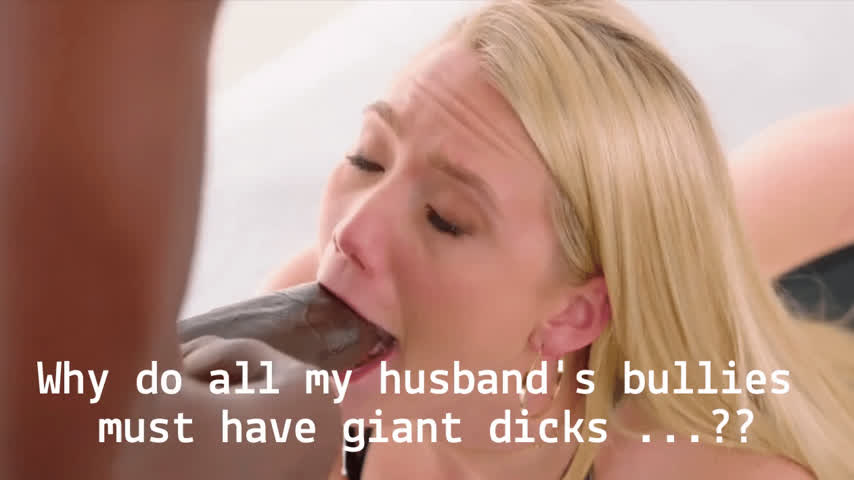 BBC Blonde Blowjob Caption Interracial Wife gif