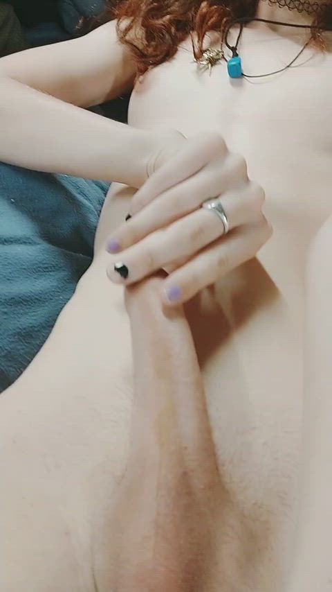 cock girl dick jerk off masturbating nails onlyfans petite tits trans gif