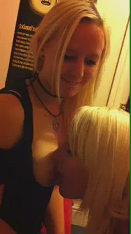 Amateur Blonde Friends Lesbian Sucking Tits gif