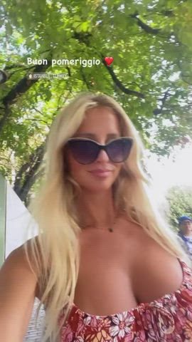 blonde boobs jiggling gif