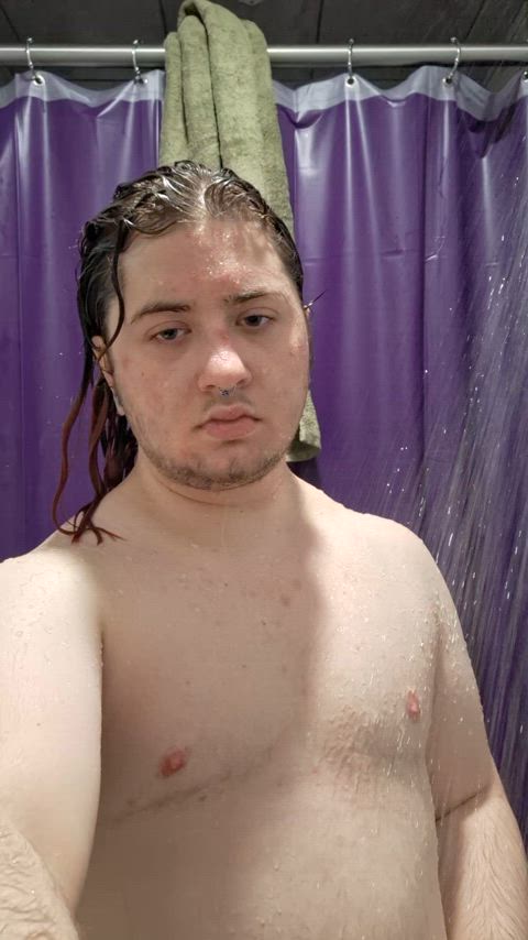 chest ftm shower trans man flexing gif