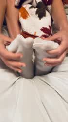 A slow sock peel to reveal my soft soles