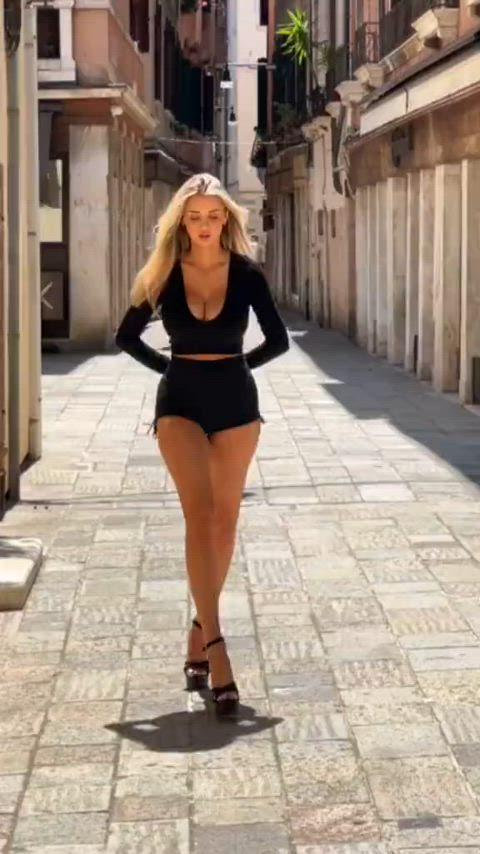 blonde legs shorts gif
