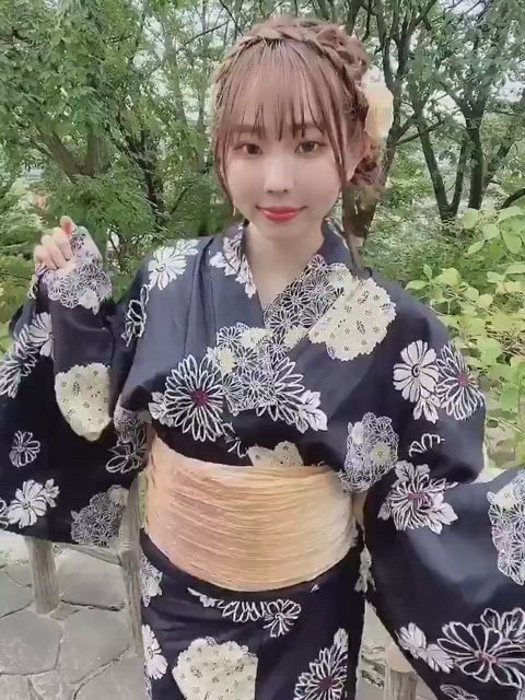 asian brunette kimono gif