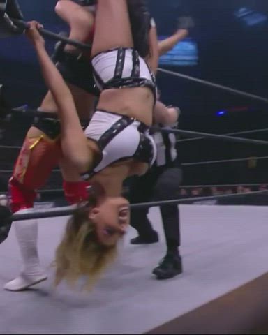 big tits blonde boobs busty cleavage huge tits tongue fetish wrestling gif
