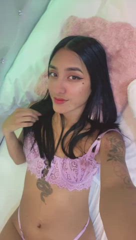Latina Lingerie Sensual Skinny Small Nipples Small Tits Step-Sister Teen Tits gif