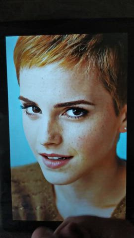 blonde celebrity cum cumshot emma watson facial short hair tribute gif