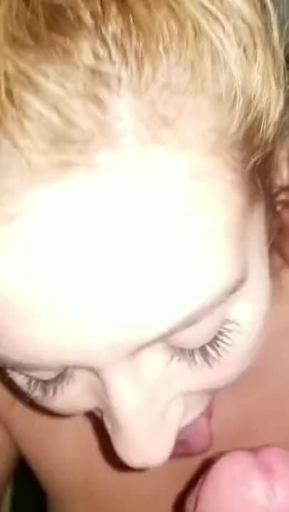 Dirty blonde slut sucks on my big cock