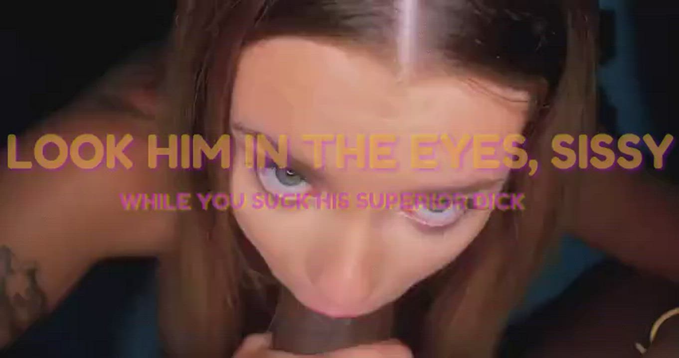 Basic sissy rule : Never break the eye contact while sucking a cock :) ;)
