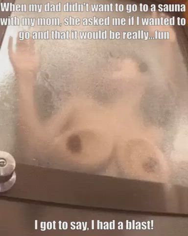 caption mom sauna son taboo gif
