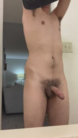 Cumming at a friends house with the door open