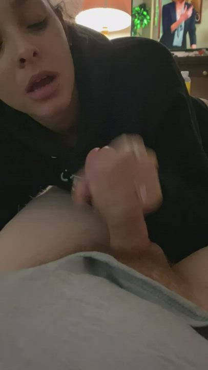 a delicate handjob to make him cum