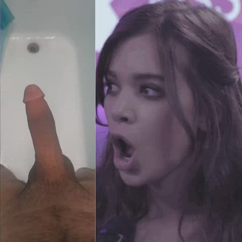 Hailee Steinfeld is shocked after walking in on me in the shower