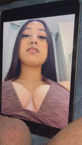 balls cuckold girlfriend jerk off latina tribute gif