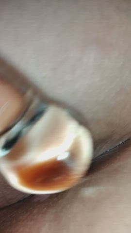 Close up of Glass in her Ass!!