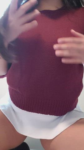 nipples skirt thighs gif