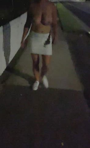 Walking topless down the road seemed a great idea at the time!