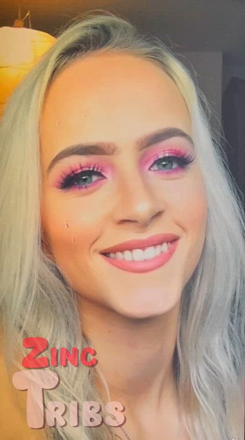 blonde cum cumshot facial makeup smile spit on face tribute gif