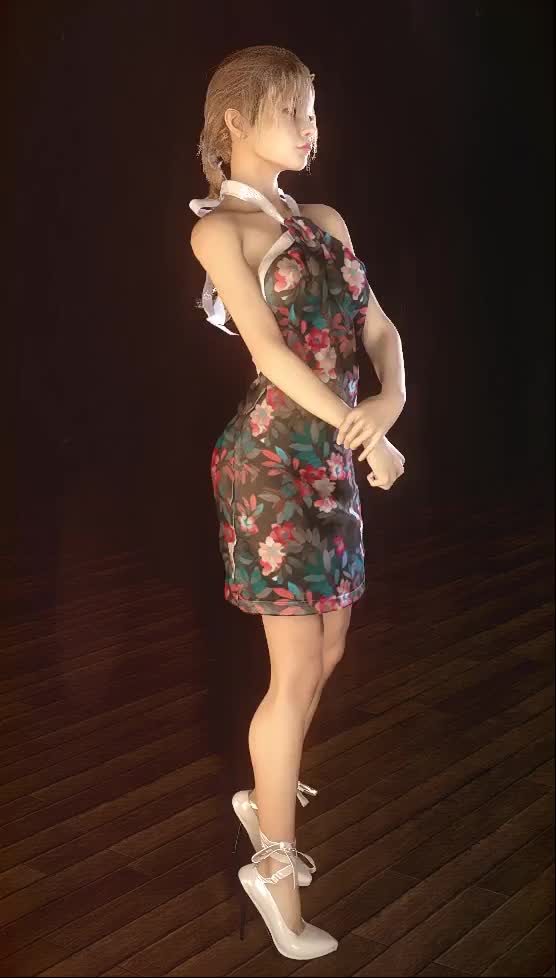 prestigitis ribbon halter dress spin