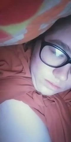breast sucking busty nerd solo sucking tits gif