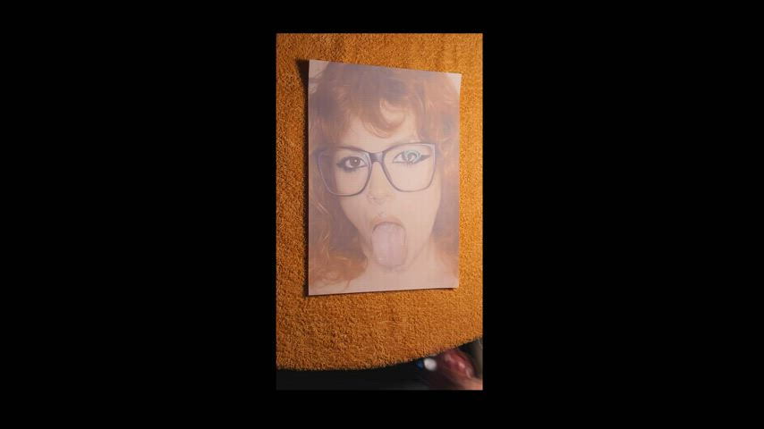 cumshot cute glasses redhead tribute gif