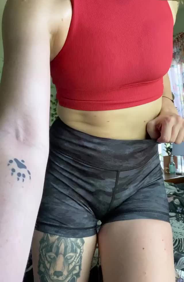 Redhead stripping off sweaty running clothes