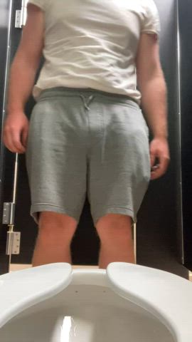 bathroom cock fat cock shorts strip tease thick cock underwear undressing gif