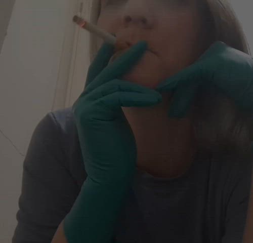 latex gloves medical smoking valerierayne13 smoking-fetish gif
