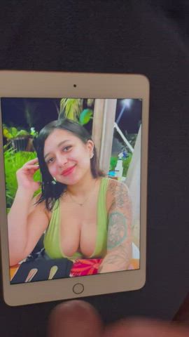amateur big tits huge tits jerk off masturbating gif