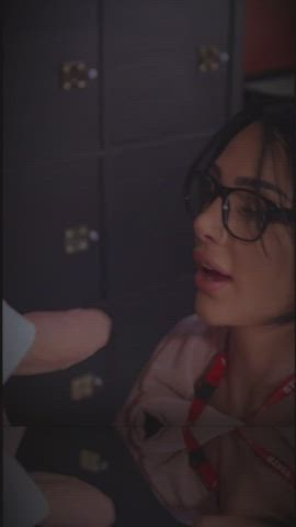 blowjob danny d deepthroat glasses kiki minaj pornstar public sloppy gif