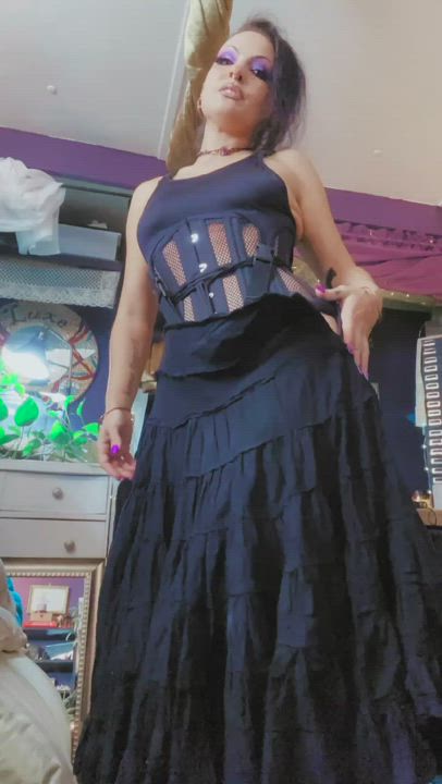 Clothed Corset Goth Nails Striptease Tease Teasing gif