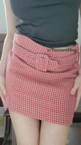 shaved pussy spreading upskirt gif